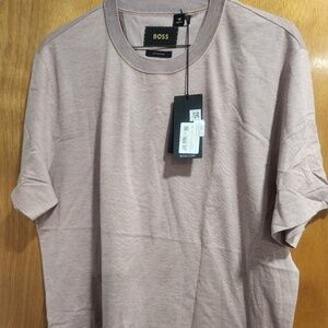 BOSS - Cotton-silk T-shirt with fineline stripes XXL